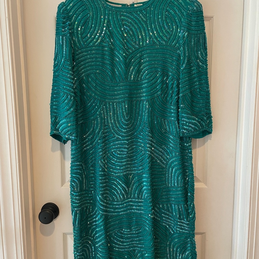 Stunning Teal Sequin Midi Dress